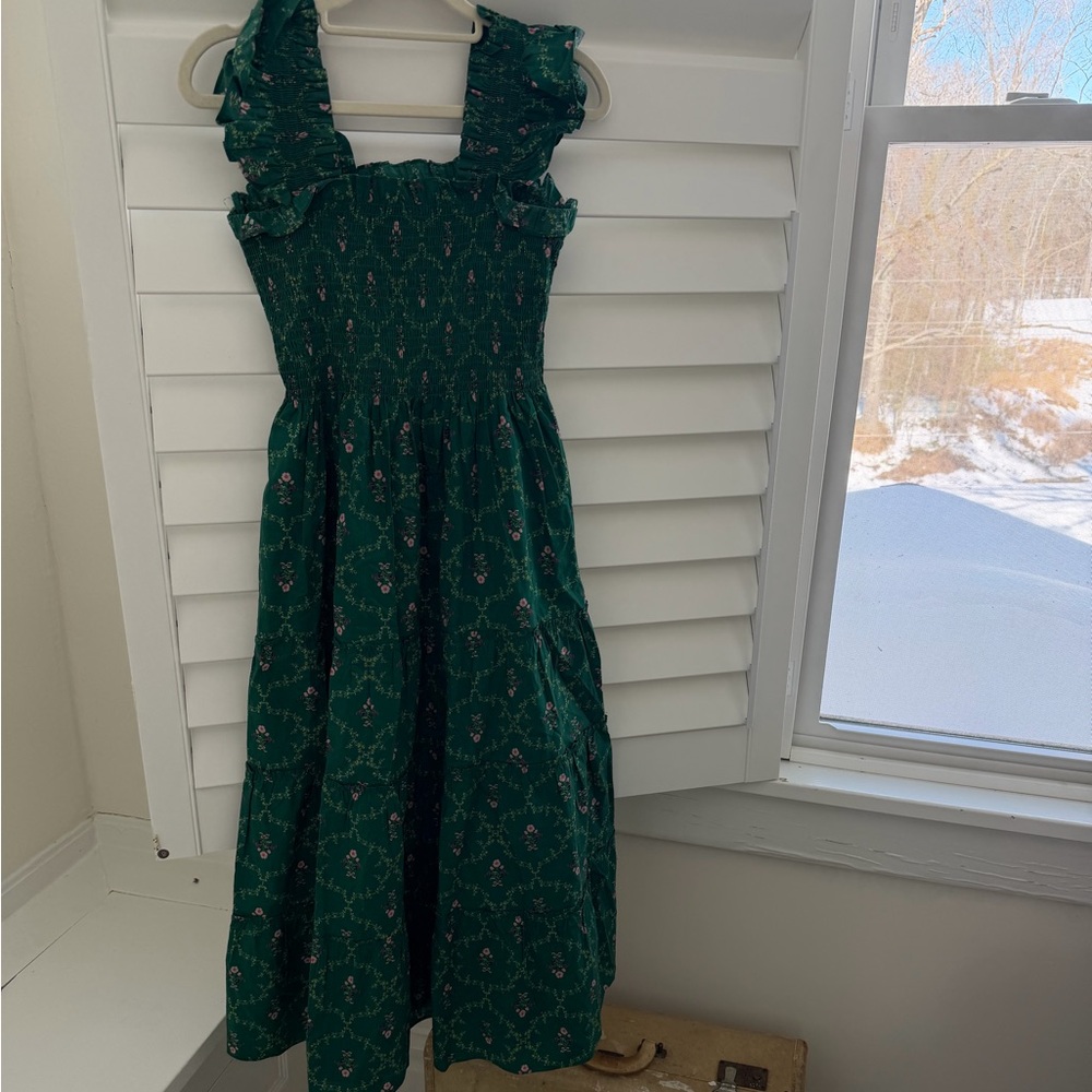 Hill House Green Floral Trellis Midi Dress